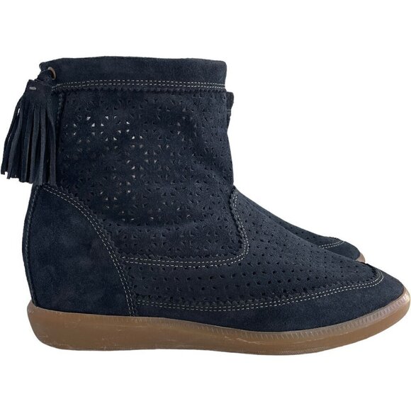 Isabel Marant Beslay Wedge Bootie Suede Perforated Cutout - Picture 1 of 8